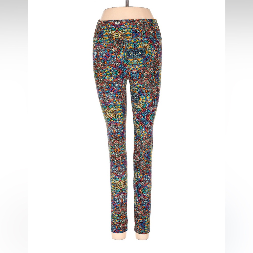 Lularoe OS Leggings Multicolored Stained Glass Geometric Abstract Print colorful